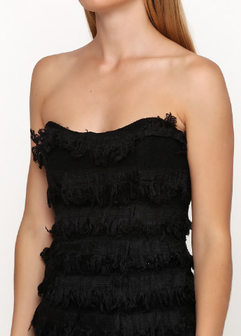 Черное коктейльное платье с открытыми плечами Milly фактурное