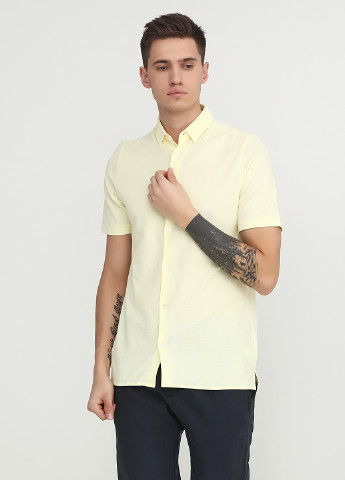Лимонная кэжуал рубашка однотонная Cos с коротким рукавом