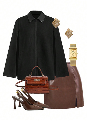 Чорне демісезонне Пальто кейп SHEIN