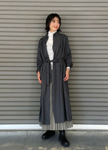 Серое кэжуал платье рубашка Uniqlo однотонное