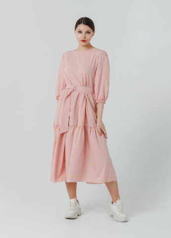 Розовое кэжуал платье so-78295-pnk клеш Alpama однотонное