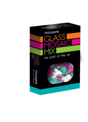 Стеклянная мозаика Мозаичный микс: белый, бирюзовый, фиолетовый с блестками MA5004 Mosaaro (253875997)