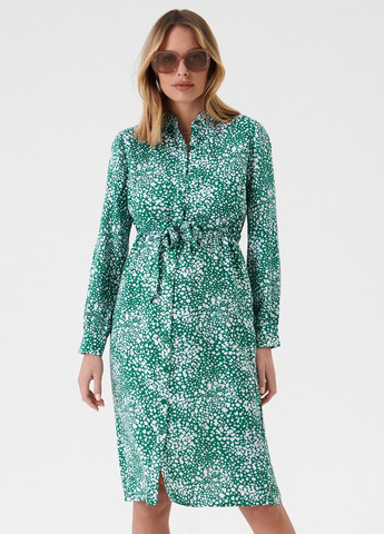 Зелена кежуал сукня сорочка Sinsay з абстрактним візерунком