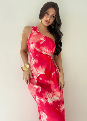 Червона кежуал сукня силуетна, на одне плече SHEIN тай-дай