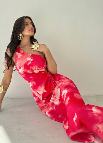 Червона кежуал сукня силуетна, на одне плече SHEIN тай-дай