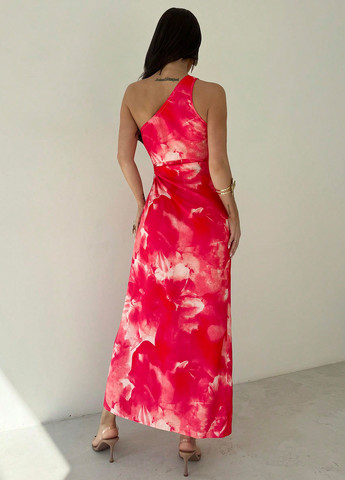 Червона кежуал сукня силуетна, на одне плече SHEIN тай-дай