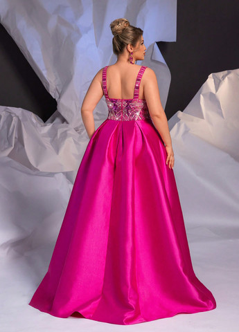 Рожева вечірня сукня з корсетом, з пишною спідницею, зі шлейфом SHEIN однотонна