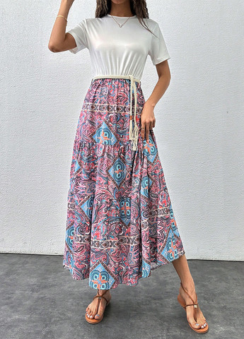 Комбинированное кэжуал платье платье-футболка SHEIN колор блок