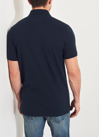 Темно-синяя футболка-поло для мужчин Hollister с логотипом