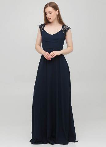 Темно-синее вечернее платье с открытой спиной NLY однотонное