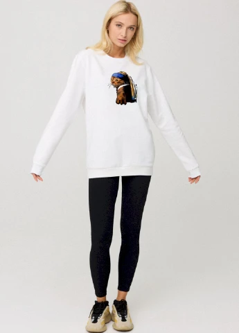 Білий свитшот женский oversize /no flis/ YAPPI (254658707)
