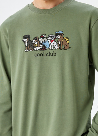 Хакі світшот KOTON однотонний вишивка (307491718)