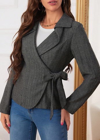 Темно-сіре Кежуал напівпальто SHEIN геометричне