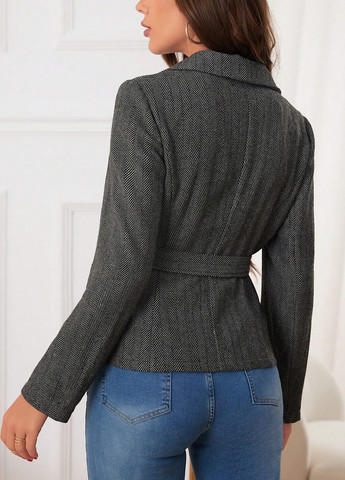 Темно-сіре Кежуал напівпальто SHEIN геометричне