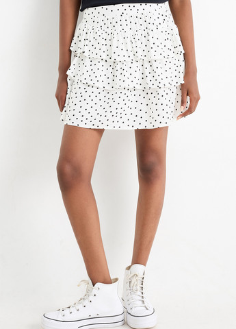 Белая кэжуал в горошек юбка C&A