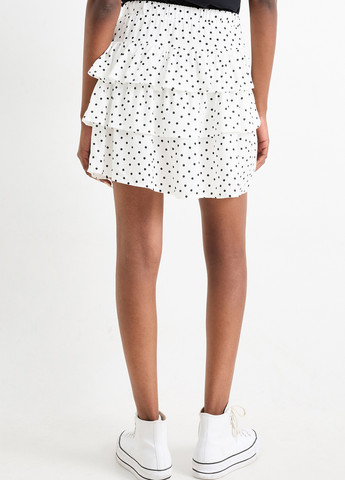 Белая кэжуал в горошек юбка C&A