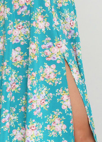 Бірюзова кежуал сукня сорочка ANVI з квітковим принтом