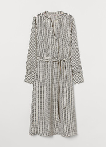 Комбинированное кэжуал платье а-силуэт H&M с геометрическим узором