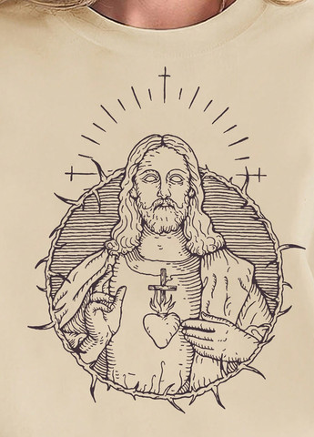 Світло-бежевий світшот SHEIN малюнок (329546406)