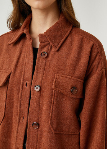 Куртка-рубашка KOTON меланж тёмно-коричневая кэжуал