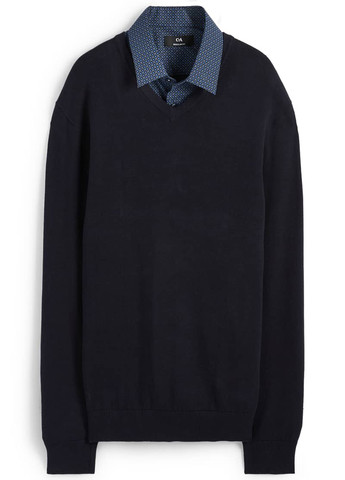 Темно-синий демисезонный комплект (пуловер, рубашка) C&A