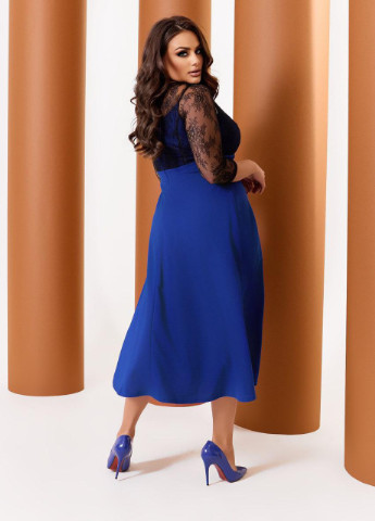 Синее стильное женское платье а-силуэта р.48/50 376214 New Trend