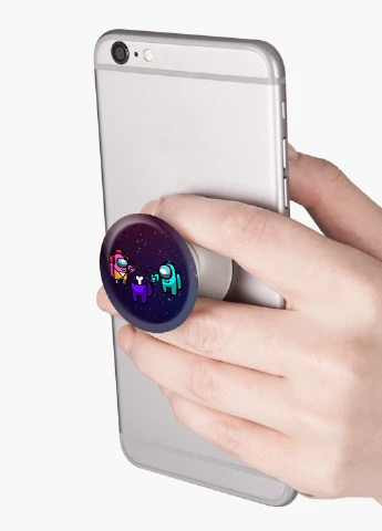 Попсокет (Popsockets) тримач для смартфону Амонг Ас (Among Us) (8754-2598) Чорний MobiPrint (216836496)
