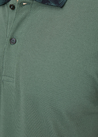 Поло KOTON однотонне сіро-зелене кежуал бавовна, піке