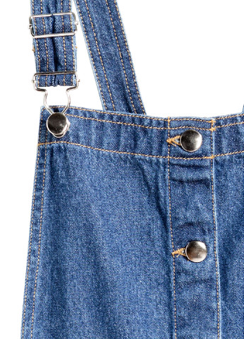 Сарафан H&M кльош однотонний темно-блакитний джинсовий бавовна