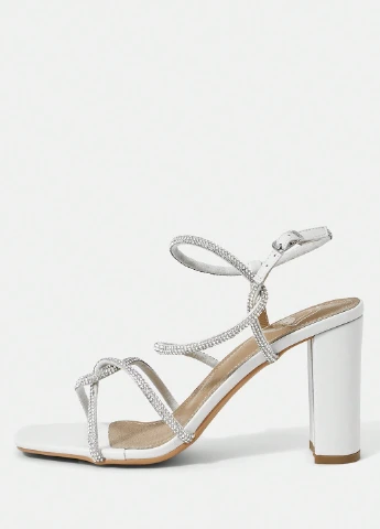 Белые босоножки SHEIN с ремешком со стразами