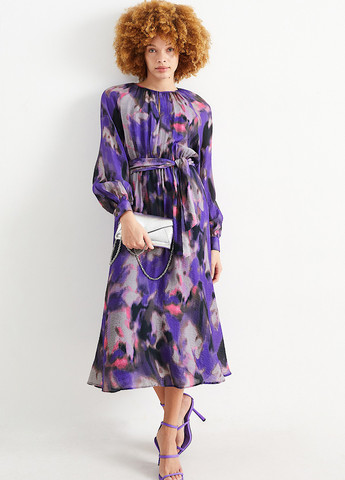 Фіолетова кежуал сукня а-силует C&A з абстрактним візерунком