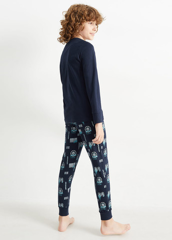 Темно-синяя всесезон пижама (лонгслив, брюки) лонгслив + брюки C&A