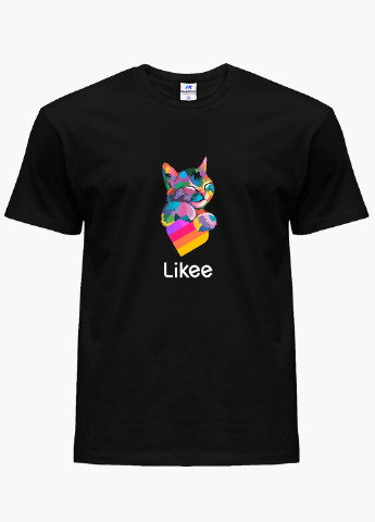Чорна демісезонна футболка дитяча лайк котик (likee cat) (9224-1040) MobiPrint