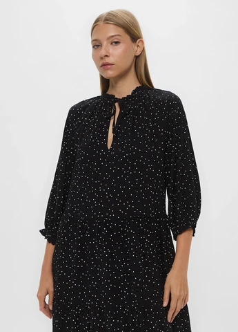 Черное кэжуал платье а-силуэт H&M в горошек