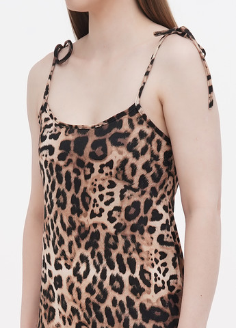 Коричневое кэжуал платье футляр Boohoo леопардовый