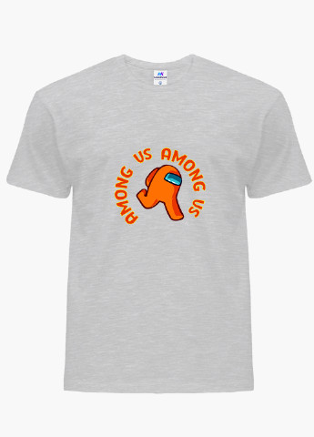 Світло-сіра демісезонна футболка дитяча амонг ас помаранчевий (among us orange) (9224-2408) MobiPrint
