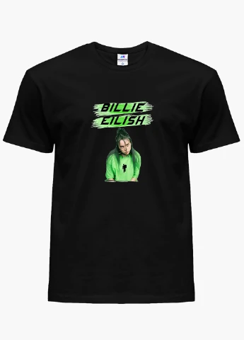 Чорна демісезонна футболка дитяча біллі айлиш (billie eilish) (9224-1207) MobiPrint