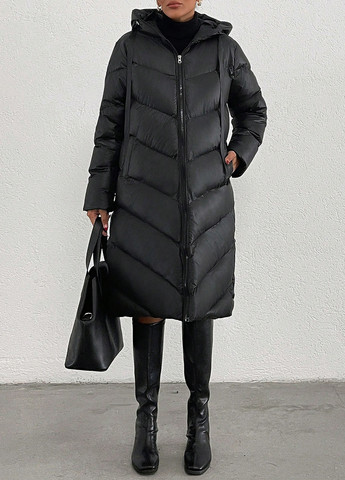Черная зимняя куртка куртка-пальто SHEIN