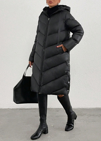 Черная зимняя куртка куртка-пальто SHEIN