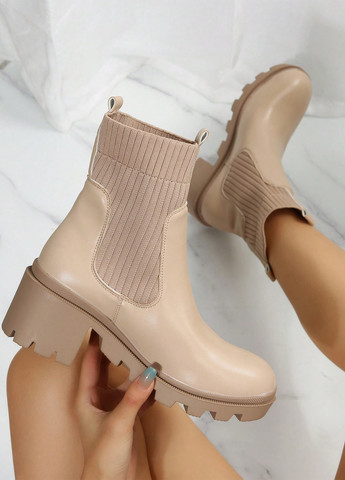 Кремовые демисезонная ботильоны SHEIN