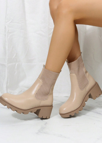 Кремовые демисезонная ботильоны SHEIN