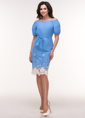 Голубое кэжуал платье Olsa фактурное