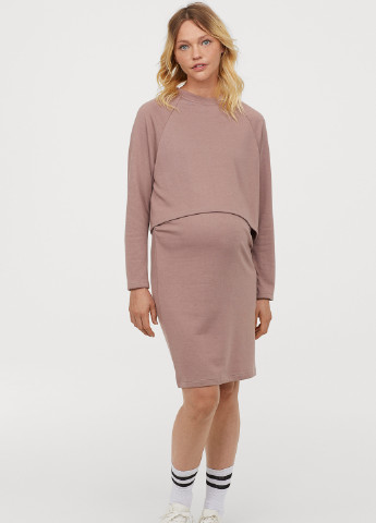 Рожево-коричнева кежуал плаття для вагітних H&M однотонна