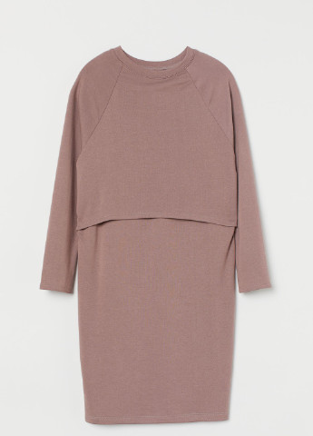 Розово-коричневое кэжуал платье для беременных H&M однотонное