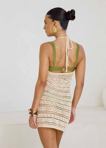 Кремовое пляжное платье с открытой спиной SHEIN однотонное