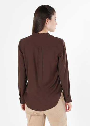 Темно-коричневая кэжуал рубашка однотонная Colin's