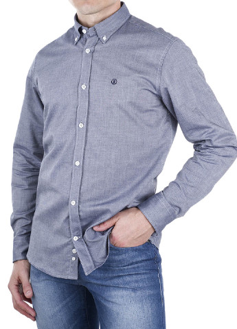 Серо-синяя классическая рубашка с логотипом Bogner с длинным рукавом