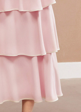 Пудровое вечернее платье а-силуэт SHEIN однотонное