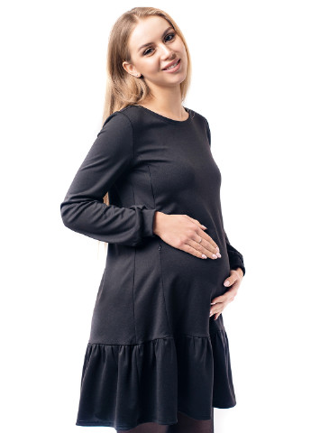 Черное коктейльное платье для беременных а-силуэт Lullababe