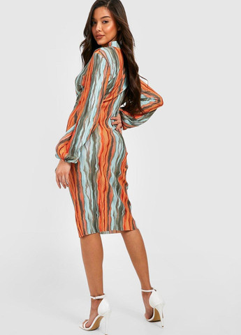 Комбинированное кэжуал платье плиссированное Boohoo колор блок